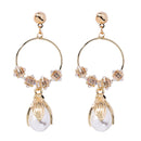 Retro Flower Pearl Ear Drop Long Style Water Drop Earrings Women Rhinestone Earring