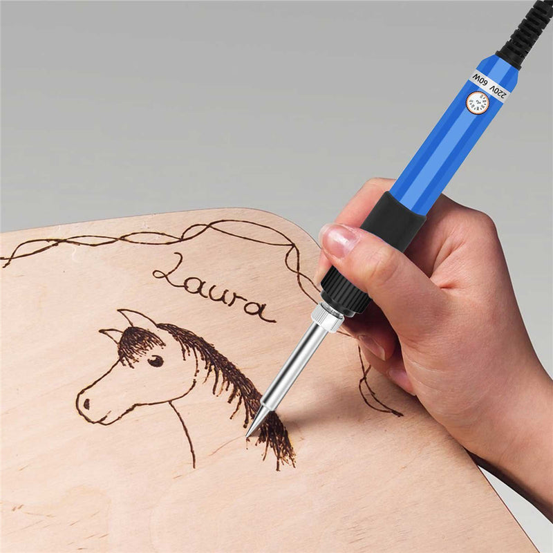 37Pcs 60W Solder Iron Wood Burning Pyrography Pen Kit Tools Adjustable Temperature Tool
