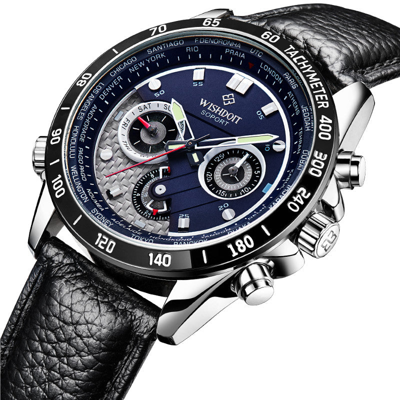 WISHDOIT WSD-012 Fashion Men Quartz Watch Casual Luminous Multifunction Wrist Watch