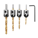 Drillpro 4pcs 3mm-6mm 5 Flute Countersink Drill Bit Woodworking Chamfer Reamer Set