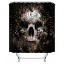 Skull Pattern Polyester Bathroom Shower Curtain Non-slip Toilet Cover Mat Rug Set