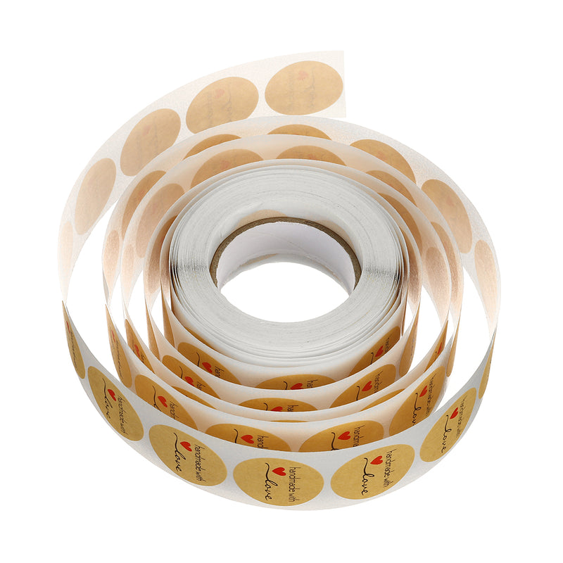 500PCS Kraft Paper Handmade With Love Sticker DIY Gifts Wrap Cookies Packaging Sticker