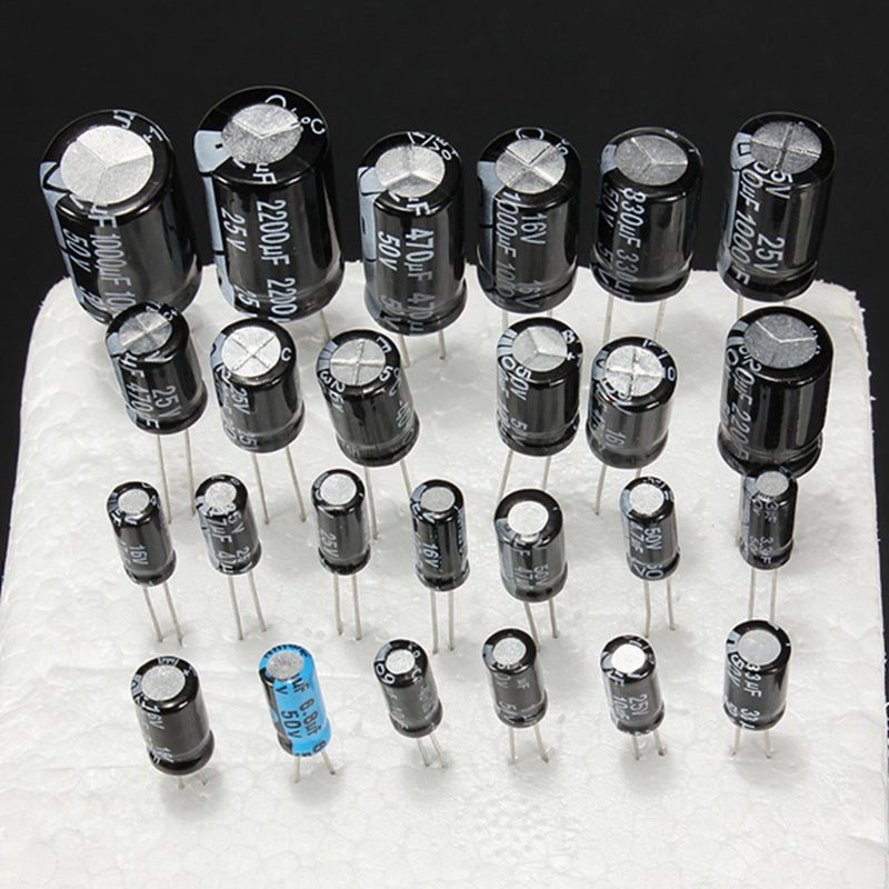 3pcs Geekcreit 1uF-2200uF 125pcs 25 Values Electrolytic Capacitor Assorted Kit Set
