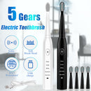 5 Modes Electric Toothbrush Sonic Power IPX7 Waterproof Black White Timing