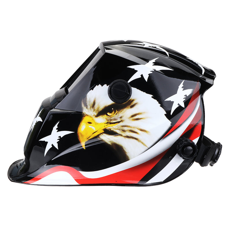 Solar Powered Auto-Darkening Welding Helmet Black Hawk Grinding TIG Welder Mask