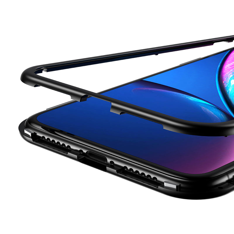 Rock Magnetic Adsorption Tempered Glass Metal Protective Case For iPhone XR