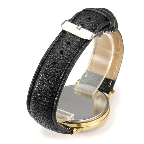 Casual Cute Cats Wear Glassess PU Leather Band Quartz Women Wrist Watch