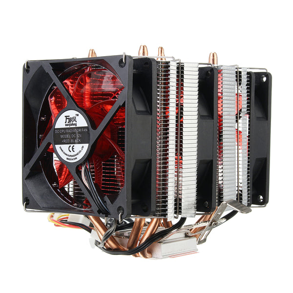 4 Heat Pipes Red Led 3 CPU Cooling Cooler Fan Heat Sink for AMD AM2/2+ AM3 Intel LGA 1156