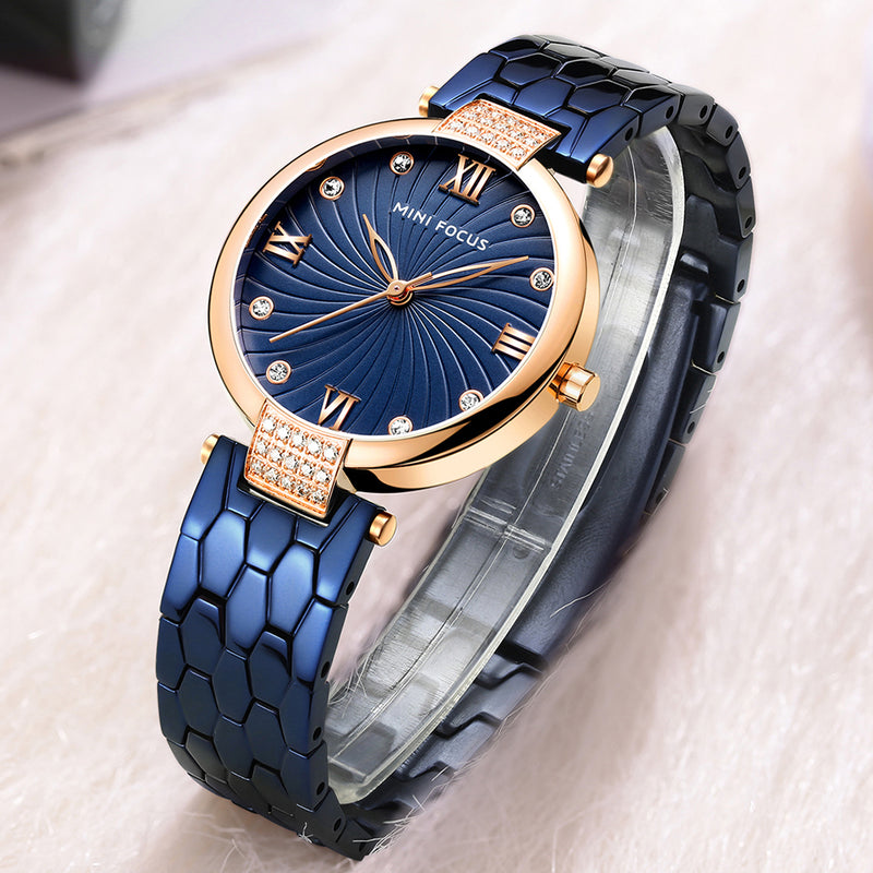 MINI FOCUS MF0186L Luxury Analogue Women Wrist Watch Stainless Steel Fashion Quartz Watch
