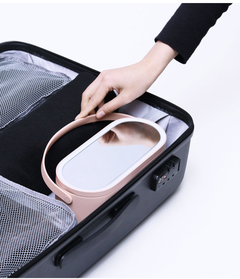 MUID  Cosmetic Bag Dressing Case Portable Travel Dresser Cosmetic Mirror Lamp Fixing Makeup Lipstick Skin Care Product Storage Box Basket