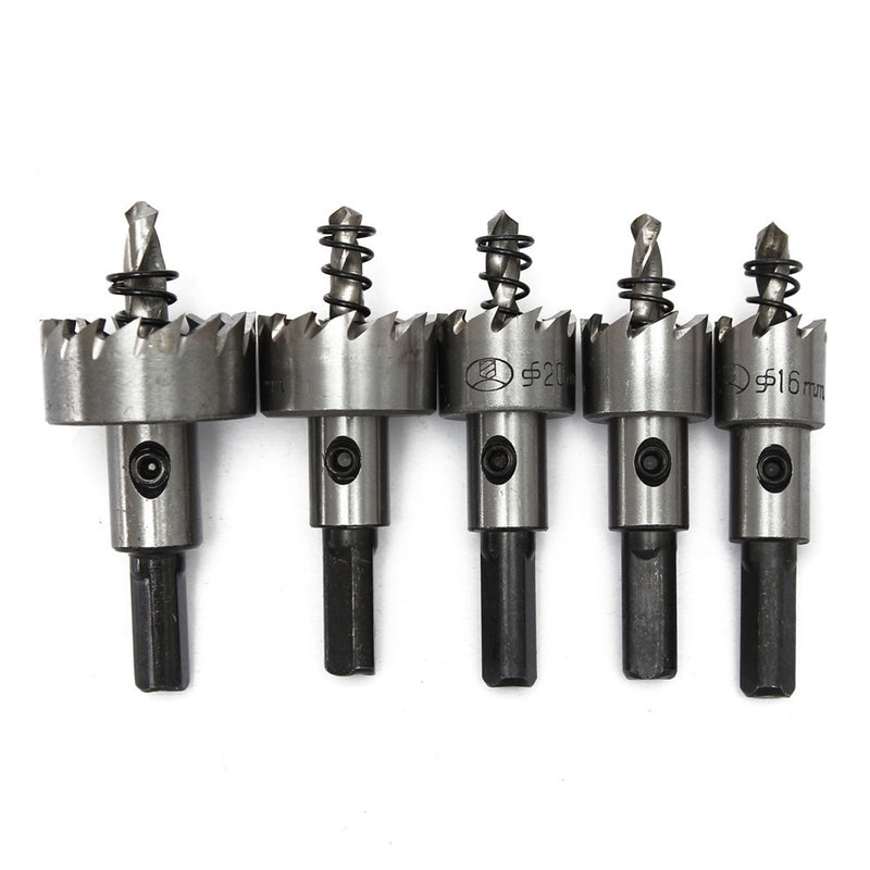 5pcs 16-30mm Hole Saw Cutter Drill Bit Set HSS Hole Saw Drill Sheet Metal Reamer with Wrench