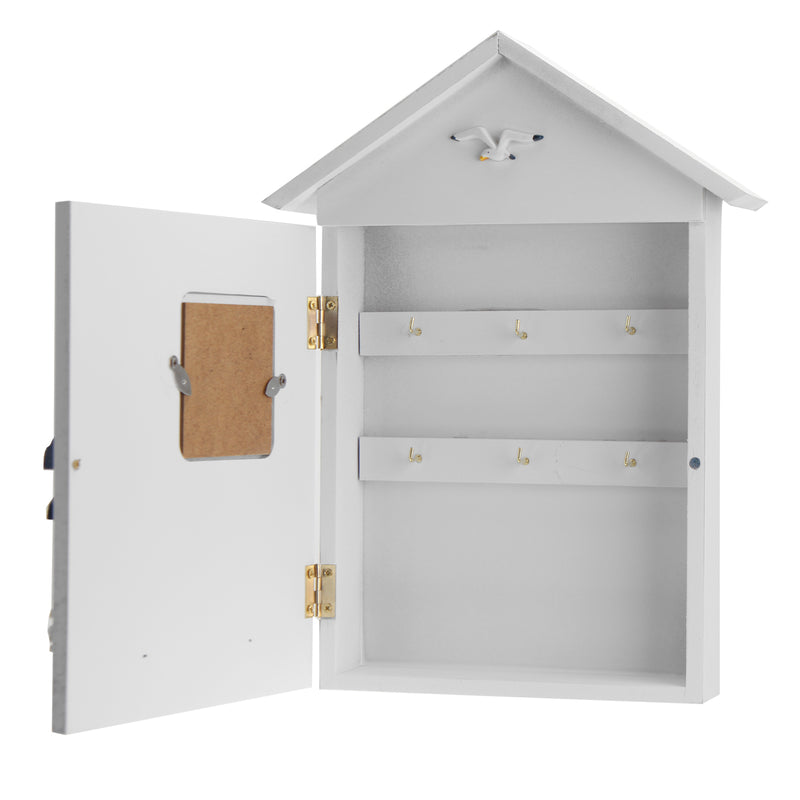 Wooden Storage Box Rack Cabinet Keys Security Case Shabby Chic Lighthouse Wall Mounted Holder
