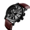 SKMEI 9196 Men Fashion Leather Strap Stopwatch Date Display Roman Numerals Sport Quartz Watch