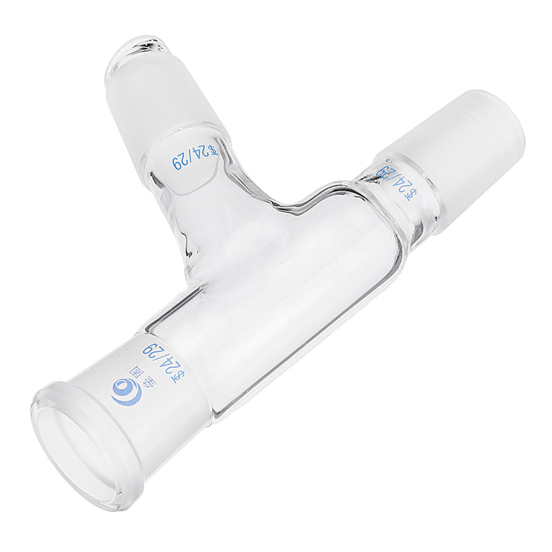 24/29 75 Degree Three-way Borosilicate Glass Distillation Adapter Connector Distilling Tube w/ Standard Ground Taper Joints