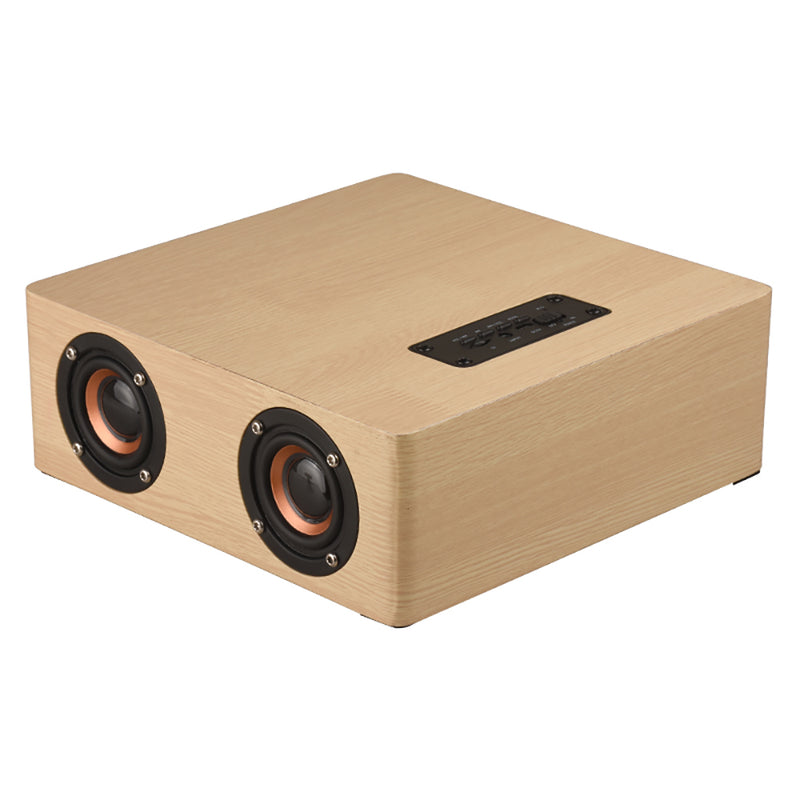 Loskii Portable Wooden bluetooth Speaker 12W 4 Speaker Alarm Clock Display Column 3D Stereo Speaker