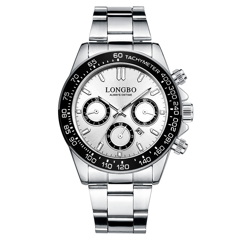 LONGBO 80522 Luminous Display Fashion Full Steel Strap Waterproof Business Men Quartz Watch