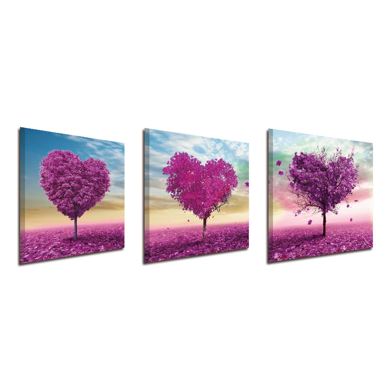 Miico Hand Painted Three Combination Decorative Paintings White Flower Wall Art For Home Decoration