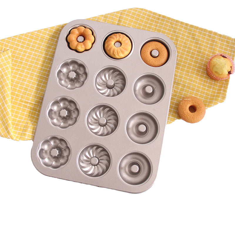 Stainless Steel  12 Continuous Mold Non-stick Household Donut Cake Mold Small Bread Baking Mold