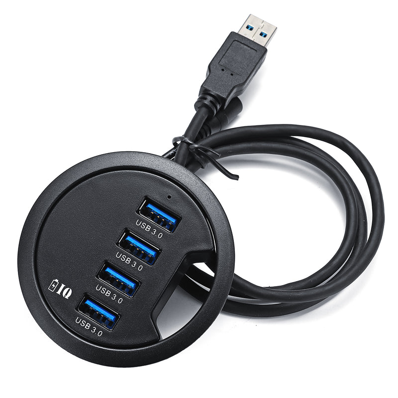 Mount In Desk Powered 4 Port USB 3.0 HUB Charging Adapter Cable Organizer