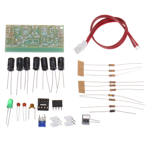 DC 12V 3.5mA Microphone Pickup Audio Microphone Amplifier Module DIY Kit Dual Track Output Gain Adjustable