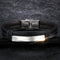 Double Black Stainless Steel Men's Leather Bracelet