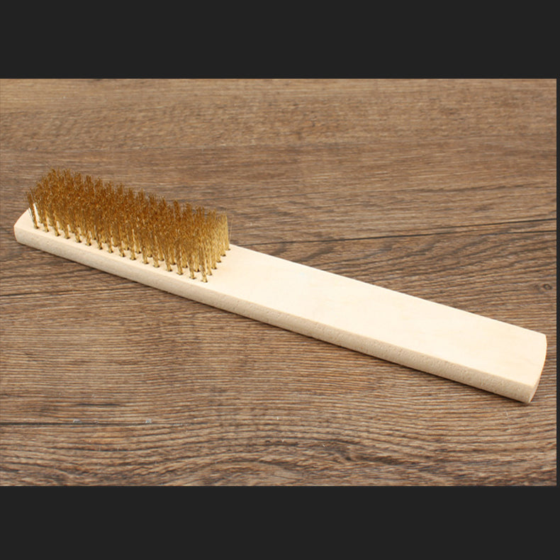 MYTEC Square Copper Wire Brush with Wooden Handle Cleaning Soft Soft Multifunctional File Sawdust Cleaning Brush Derusting Tool
