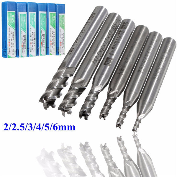 6pcs HSS 4 Flute Straight Shank End Mill Cutter 2/2.5/3/4/5/6mm End Mill Cutter CNC Tool
