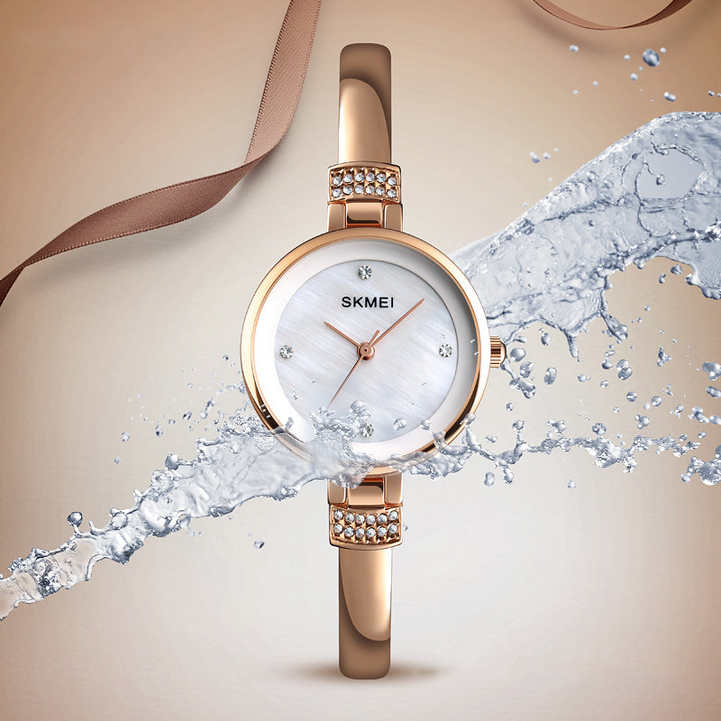 SKMEI 1409 Fashion Casual Women Watch 3ATM Waterproof Alloy Strap Quartz Watch