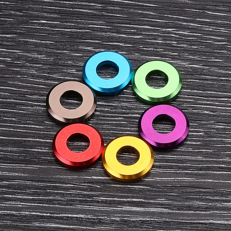 Suleve M5AW1 10Pcs M5 Aluminum Alloy Flat Fender Screw Washer Spacer Gasket Multicolor