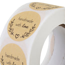 500PCS Kraft Paper Handmade With Love Sticker DIY Gifts Wrap Cookies Packaging Stickers