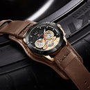 NAVIFORCE 9162 Multifunction Date Display Men Wrist Watch Genuine Leather Strap Quartz Watch