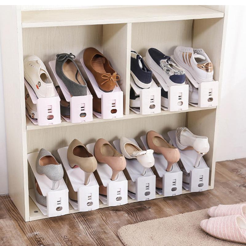 Creative Plain Double-deck Adjustable Shoe Racks Dust Proof Shoe Rack Household Receive Simple Shoes Bracket