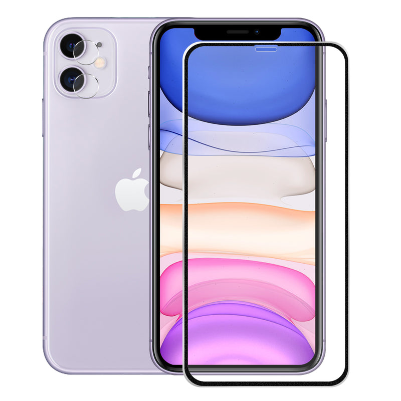 Enkay 0.2mm 3D Titanium Curved Edge Tempered Glass Screen Protector + Rear Camera Lens Protector For iPhone 11 6.1 Inch