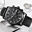 NORTH N-7718 Calendar Business Style Men Wrist Watch Working-dials Leather Strap Quartz Watch