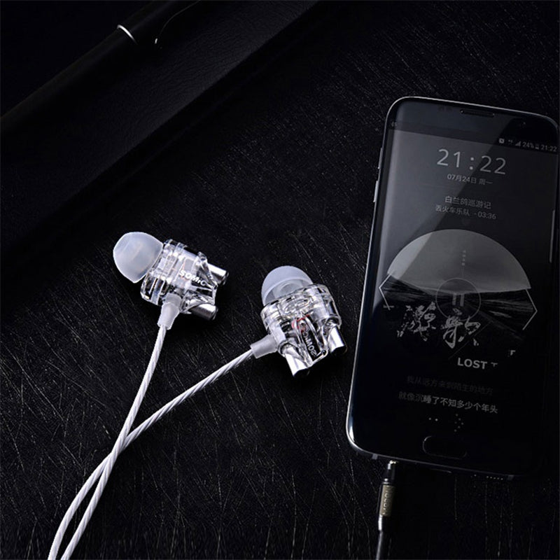 SOMIC M7 HiFi Dual Dynamic Driver Graphene Earphone 3.5mm Wired Control In-ear Heavy Bass Stereo Earbuds Headphone with Mic