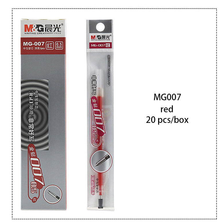 M&G MG007 20 Pcs/box Gel Pen Refill Office Signature Rods Red Blue Black Ink Refill Office School Stationery Writing Supplies