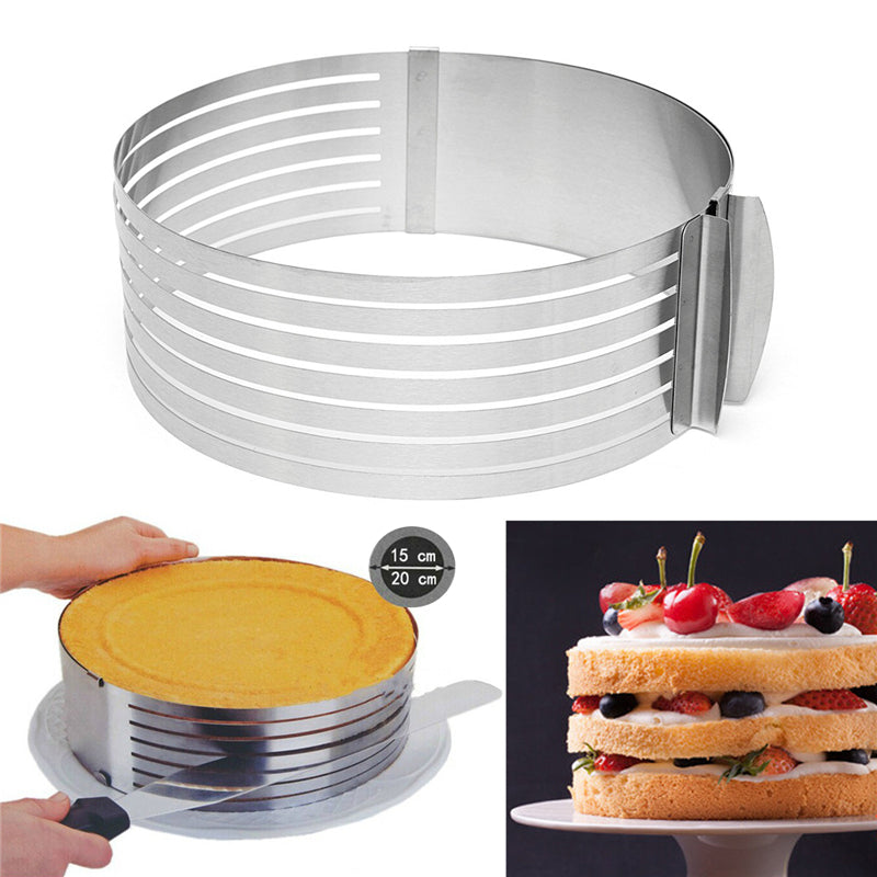 20cm Adjustable Cut Layered Stainless Steel Round Ring Circular Baking Mold Bakeware