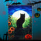 28''x40'' Harvest Moon Cat Autumn House Flag Fall Halloween Black Kitten Garden Banner Decorations