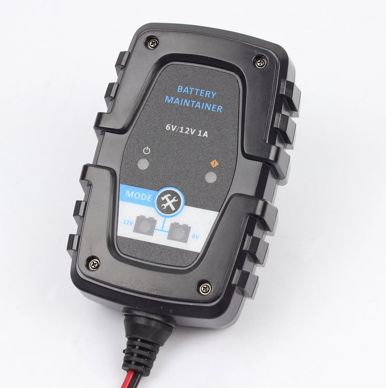 FOXSUR 6V 12V 1A Automatic Smart Battery Charger Maintainer  With SAE Line For Car Motorcycle Scooter Deep Cycle AGM GEL VRLA