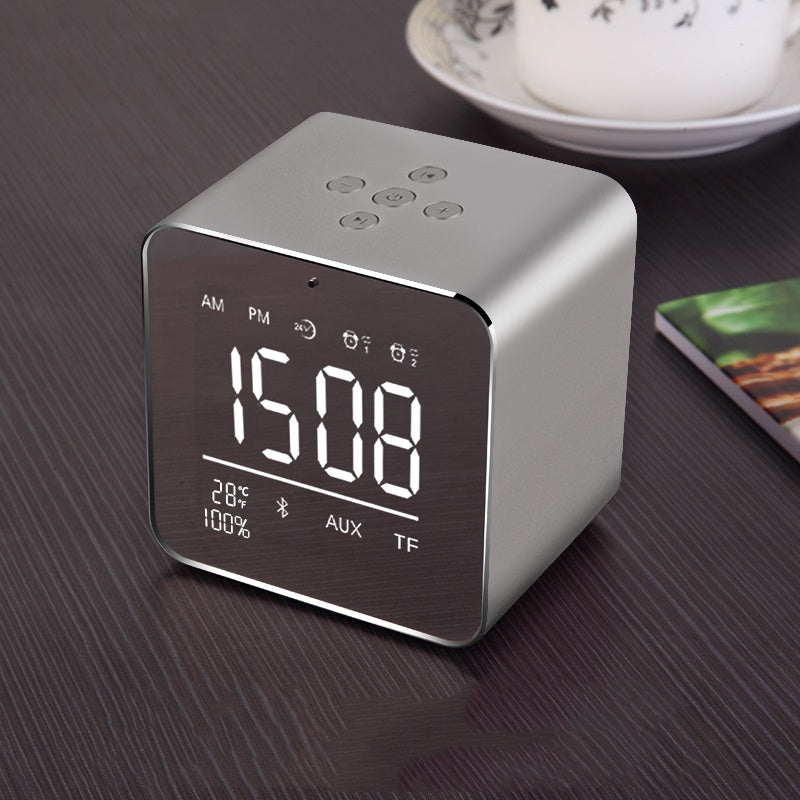 YAyusi V9 Mini Wireless bluetooth Speaker LED Mirror Alarm Clock FM Radio Stereo Bass Speaker