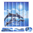 Shower Curtain Bath Pad Pedestal Rug Lid Toilet Cover Art Fashion Dolphin