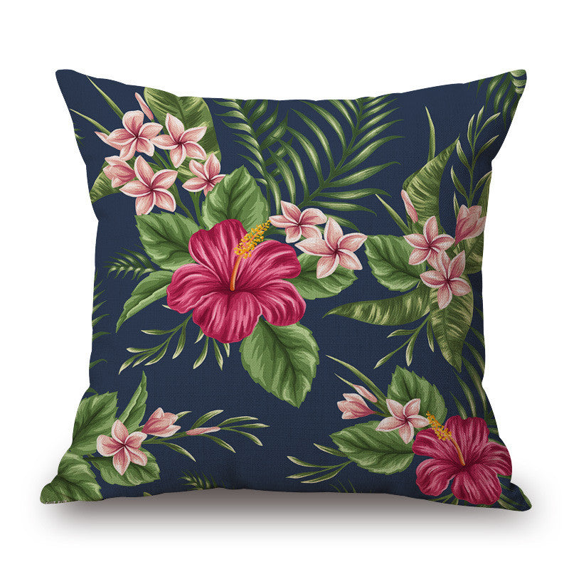 Decorative Throw Pillow Case Fashion Cotton Linen Tropical plant Flowers Grass Cushion Cover