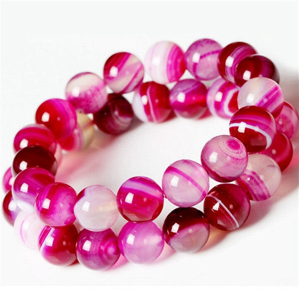 Stripes Agate Gemstone Beads Round Spacer Loose Beads