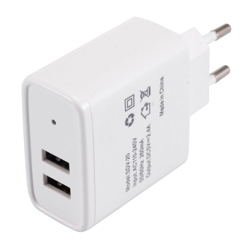 EU 5V 2.4A Dual USB Charger Power Adapter Intelligent Recognition For Smartphone Tablet PC