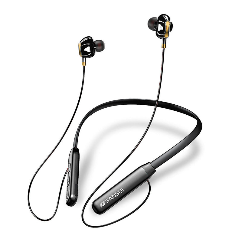 Sansui I37 Wireless Sports bluetooth 5.0 Earphone 9D Surround Dual Dynamic Magnetic Bass Headphone with Mic for iPhone Xiaomi Huawei