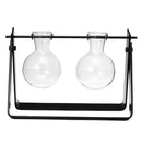 Desktop Glass Planter Bulb Vase with Classic Solid Iron Stand and Metal Swivel Holder for Hydroponics Plants Home Garden Wedding Decor