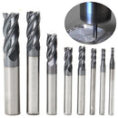 Drillpro 8pcs 2-12mm 4 Flutes Carbide End Mill Set Tungsten Steel Milling Cutter Tool