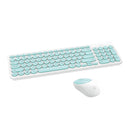 Ultra Silent Thin 2.4GHz Round Keycap Wireless Keyboard and Mouse Set Kit for Desktop Notebook