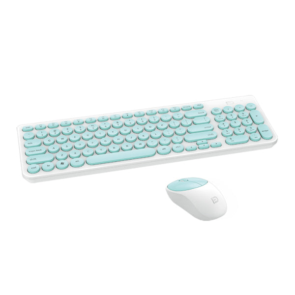 Ultra Silent Thin 2.4GHz Round Keycap Wireless Keyboard and Mouse Set Kit for Desktop Notebook
