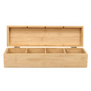 4 Compartment Section Tea Bamboo Box Storage Sugar Bag Organizer Container Gift